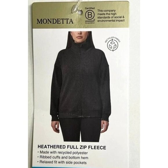 Mondetta Women Small Heathered Full-Zip Fleece Jacket High Collar Mock Neck Gray - Picture 3 of 7